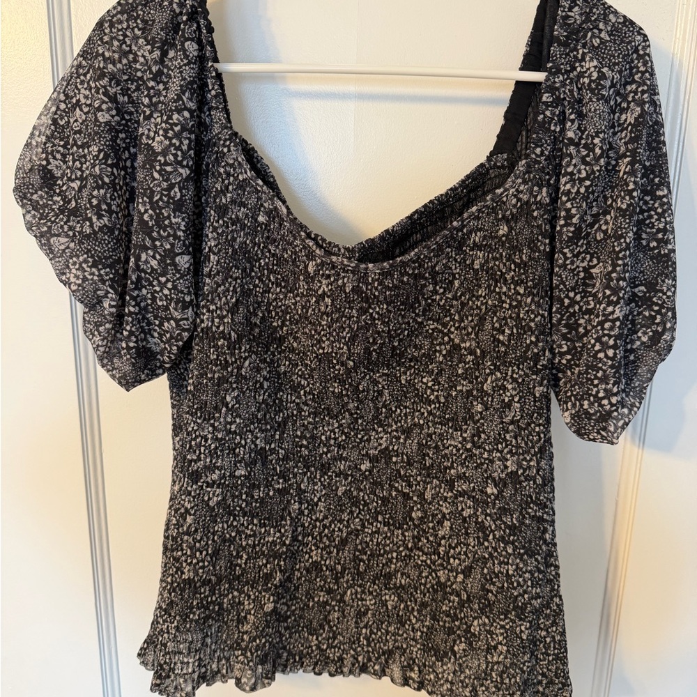 Anthropologie Black and White Patterned Blouse